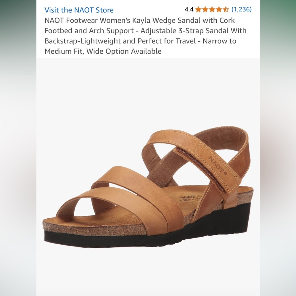 SOLD- NAOT Footwear Women's Kayla Wedge Sandal with Cork Footbed
